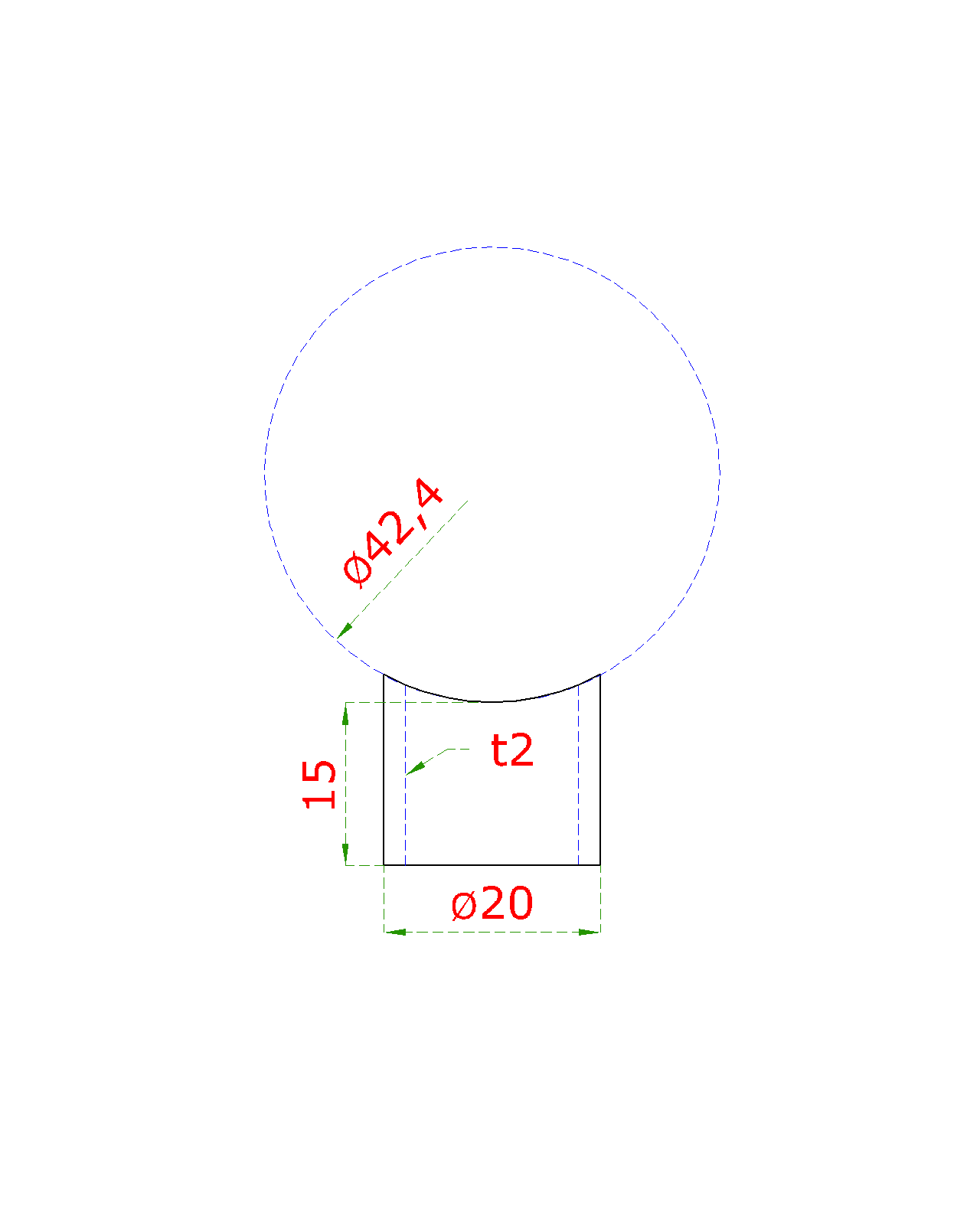 Přechod na vymezení vzdálenosti mezi sloupem ø 42,4 mm a kotevní deskou, ø 20x2,0 mm /L:15 mm, bez vnitřního šroubu, broušená nerez K320 / AISI304, bal: 1ks