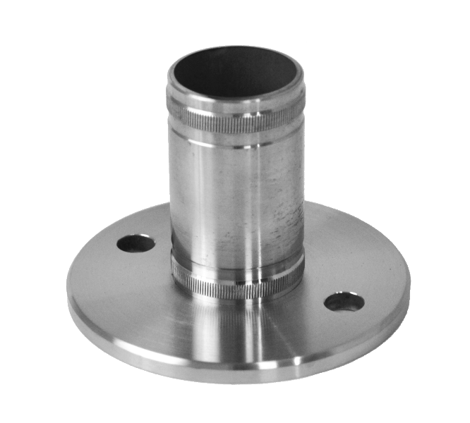 Kotevní deska (o 100 mm) na trubku o 42,4 mm, broušená nerez K320 / AISI304