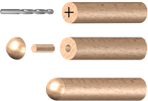 Dřevěné ukončení madla (ø 42 mm), dřevo: dub bez povrchového nátěru