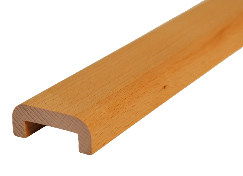 Dřevěný profil (48x19mm / L: 3000mm), materiál: buk, broušený povrch bez nátěru, balení: PVC fólie
