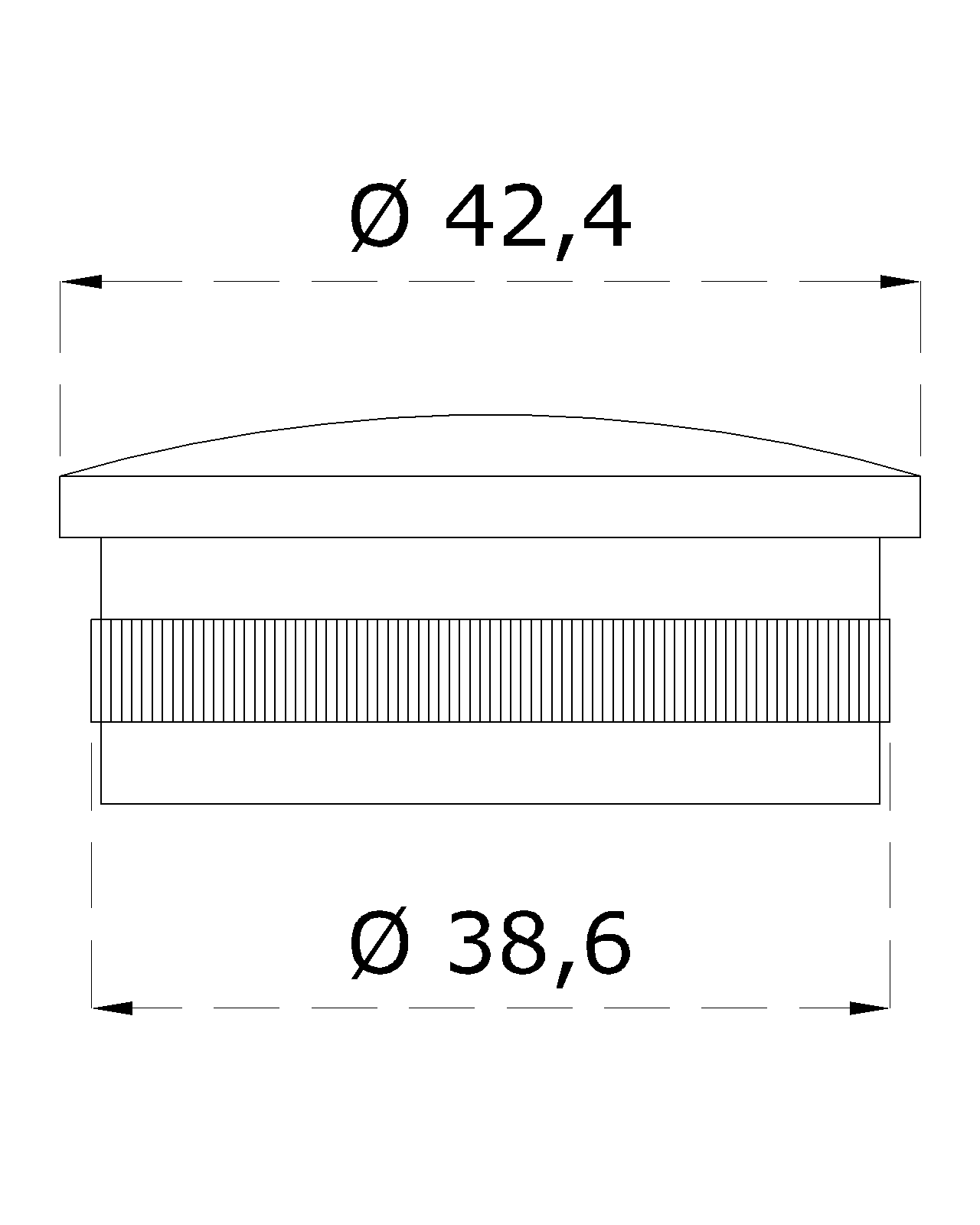 Ukončení na trubku o 42.4mm, broušená nerez K320 / AISI304