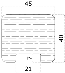 Dřevěný profil (45x40mm / L: 3000mm), materiál: buk, broušený povrch s nátěrem, balení: PVC fólie