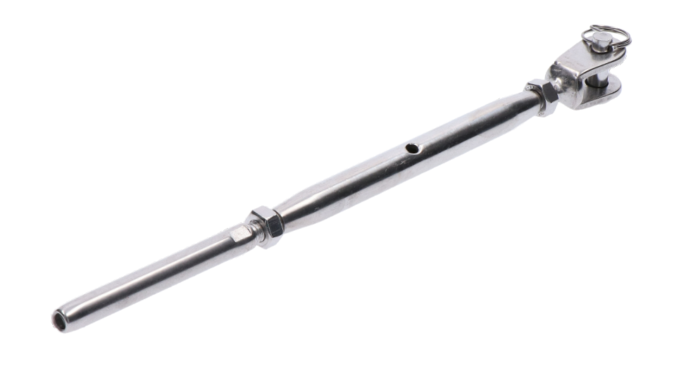Lepicí úchyt, šponovák pro nerezové lanko o4mm, se závitem M6 a LH6, broušená nerez K320/