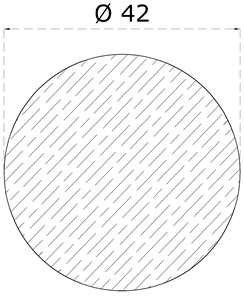 Dřevěný profil kulatý (ø 42 mm / L: 4000 mm), materiál: dub - cink napojovaný, broušený povrch bez nátěru, balení: PVC fólie (1)