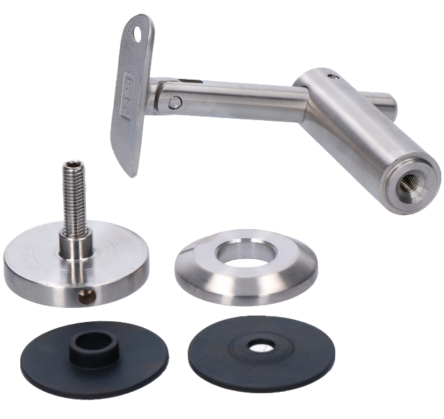 Držák madla s kloubem na trubku o 42.4mm, broušená nerez K320 /AISI304 (1)