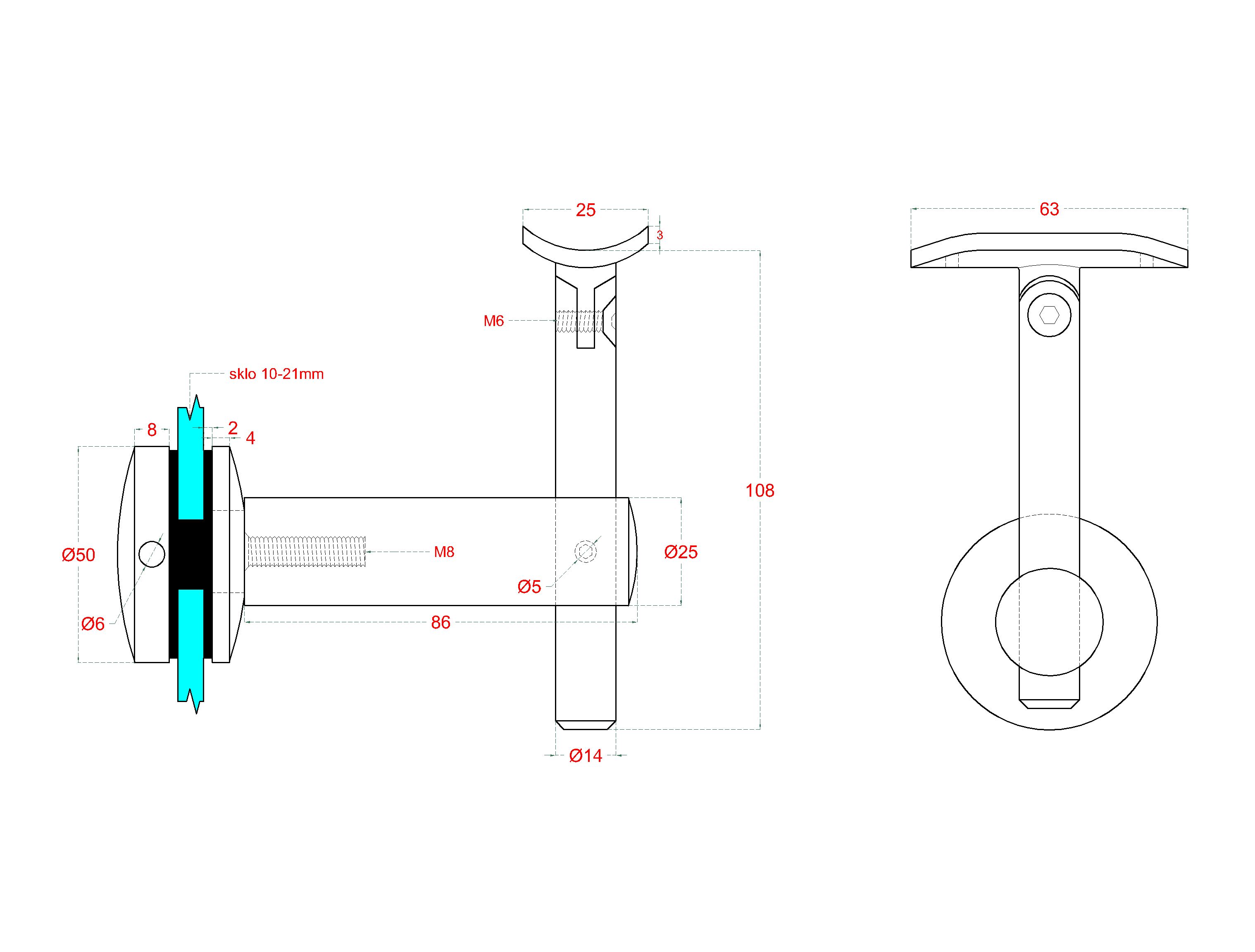 Držák madla s kloubem na trubku o 42.4mm, broušená nerez K320 /AISI304 (2)