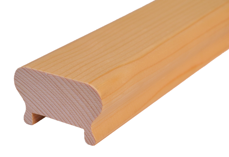 Dřevěný profil (62x43 mm / L: 2300 mm), materiál: buk, broušený povrch bez nátěru, balení: PVC fólie