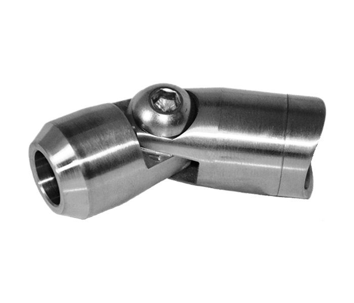 Držák tyče ø 12 mm nastavitelný s kloubem na trubku ø 42,4 mm (40x17,5x22 mm), broušená nerez K320 / AISI304