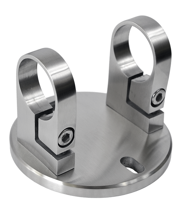Úchyt na boční kotvení sloupu o 42,4 mm, (kotevní deska o 120 /10,0 mm), broušená nerez K3