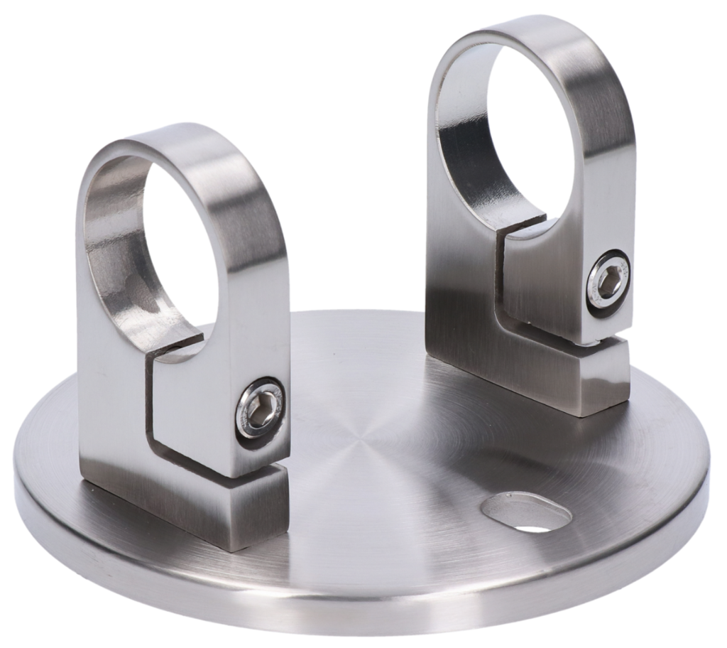 Úchyt na boční kotvení sloupu o 42,4 mm, (kotevní deska o 150/10 mm), broušená nerez K320