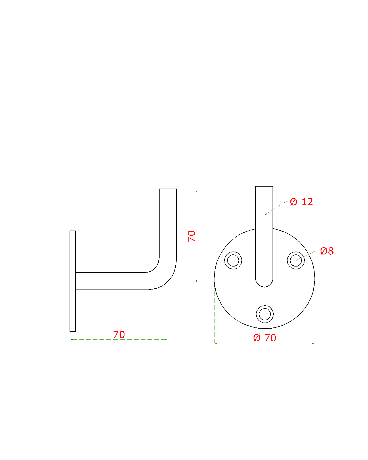 Držák madla na stěnu na trubku o 42.4mm broušená nerez K320 / AISI304 (1)