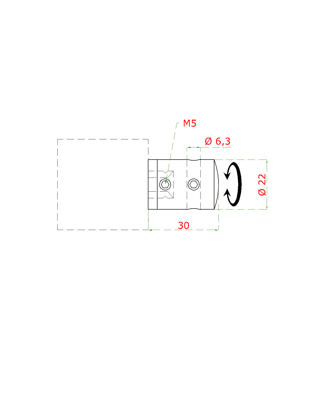 Držák lanka o 5 mm plochý (30x22 mm), se zajištěním, broušená nerez K320 / AISI304 (1)