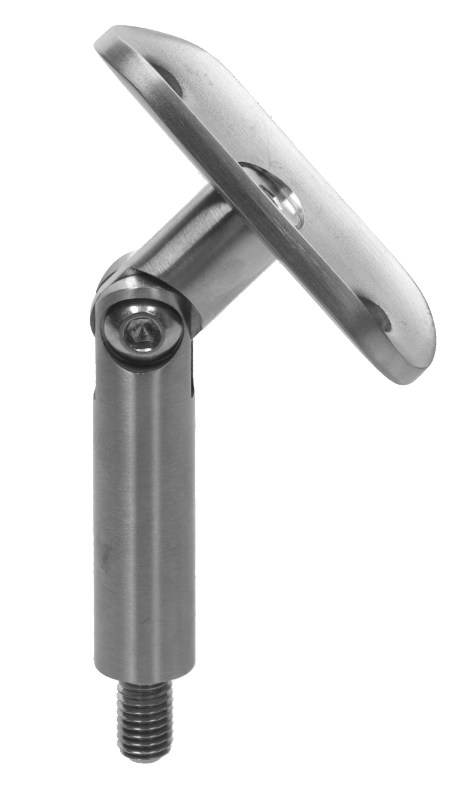 Držák madla s kloubem na trubku o 42,4 mm (78x64 mm / závit M8), nerez broušená K320 / AIS