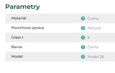 Těsnění pro sklo  8mm model 26, cena za 1ks, do držáku 2ks