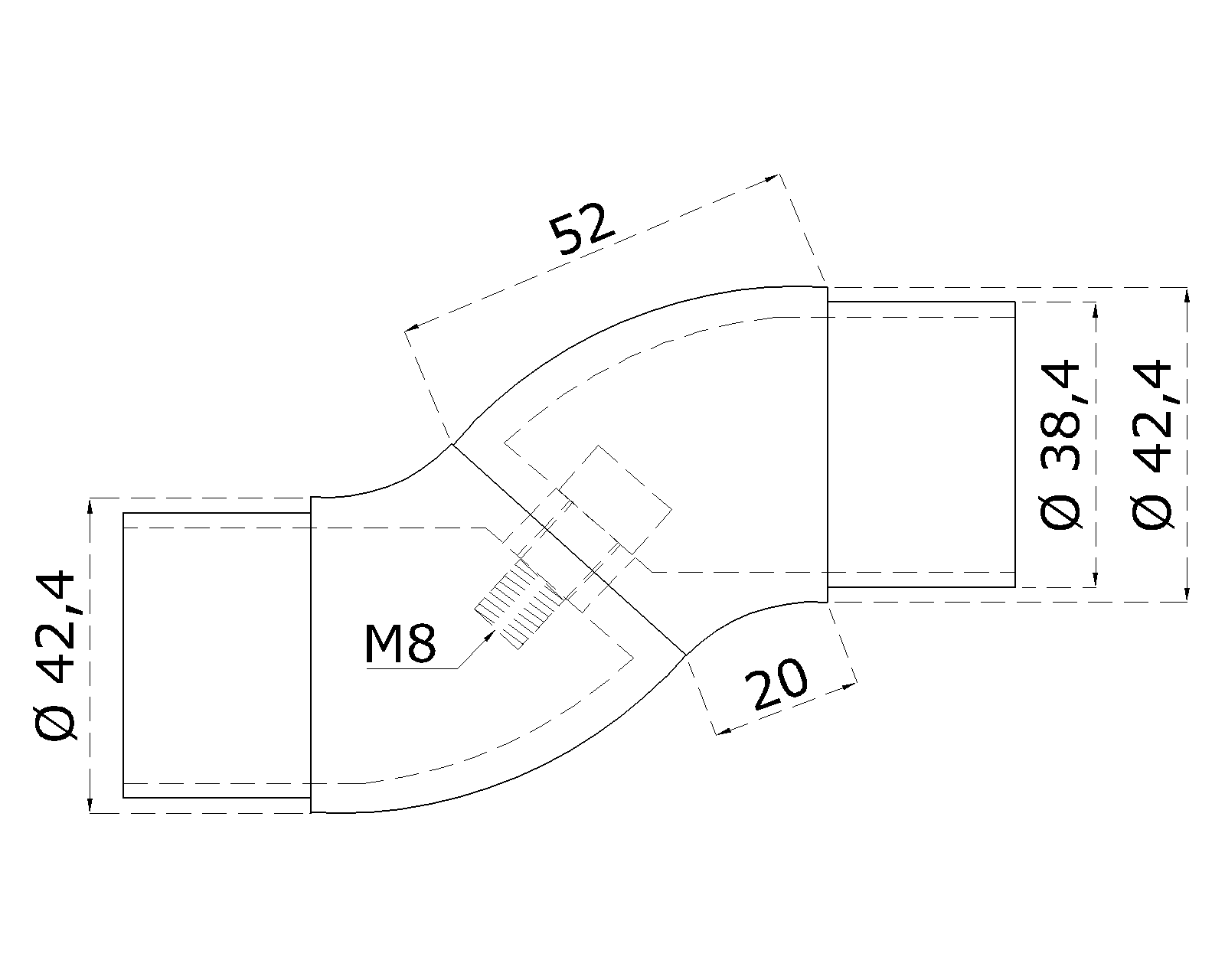 Spojka nastavitelná do 360° na trubku o 42,4 mm, broušená nerez K320 / AISI304 (1)