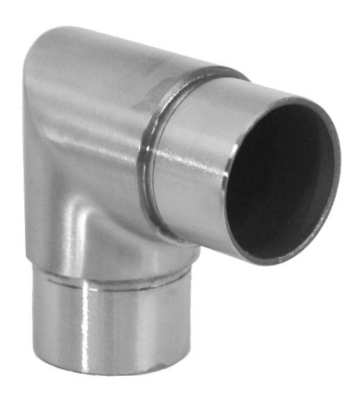 Spojka - rohová 90° na trubku o 42,4 mm, broušená nerez K320 / AISI316