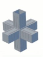 spojka jeklu plast 20x20x1,5 křížová s 2x výstupem - černá