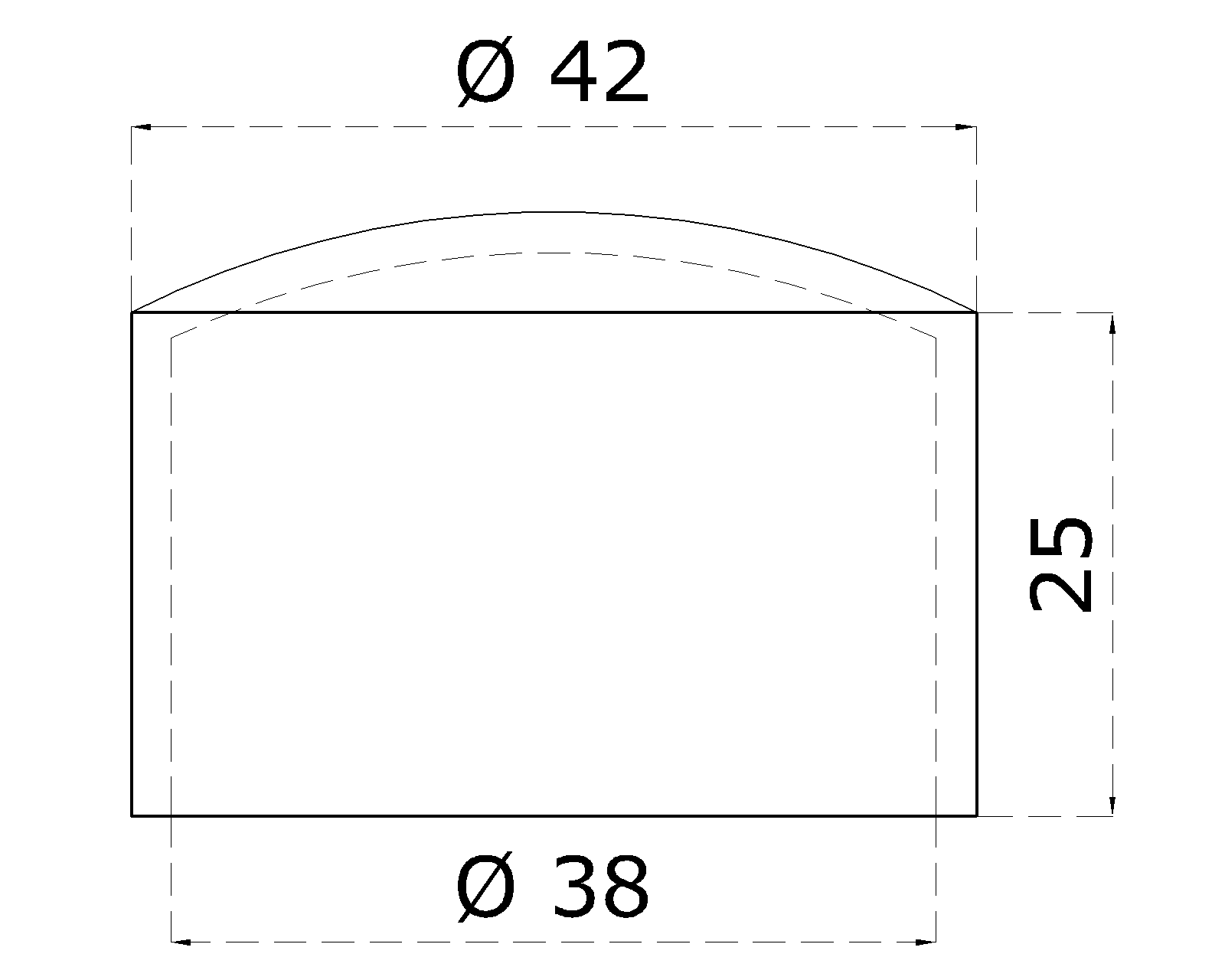 Ukončení s mezikusem (o 42 mm) na dřevěné madlo EDB-S, broušená nerez K320 / AISI304 (1)