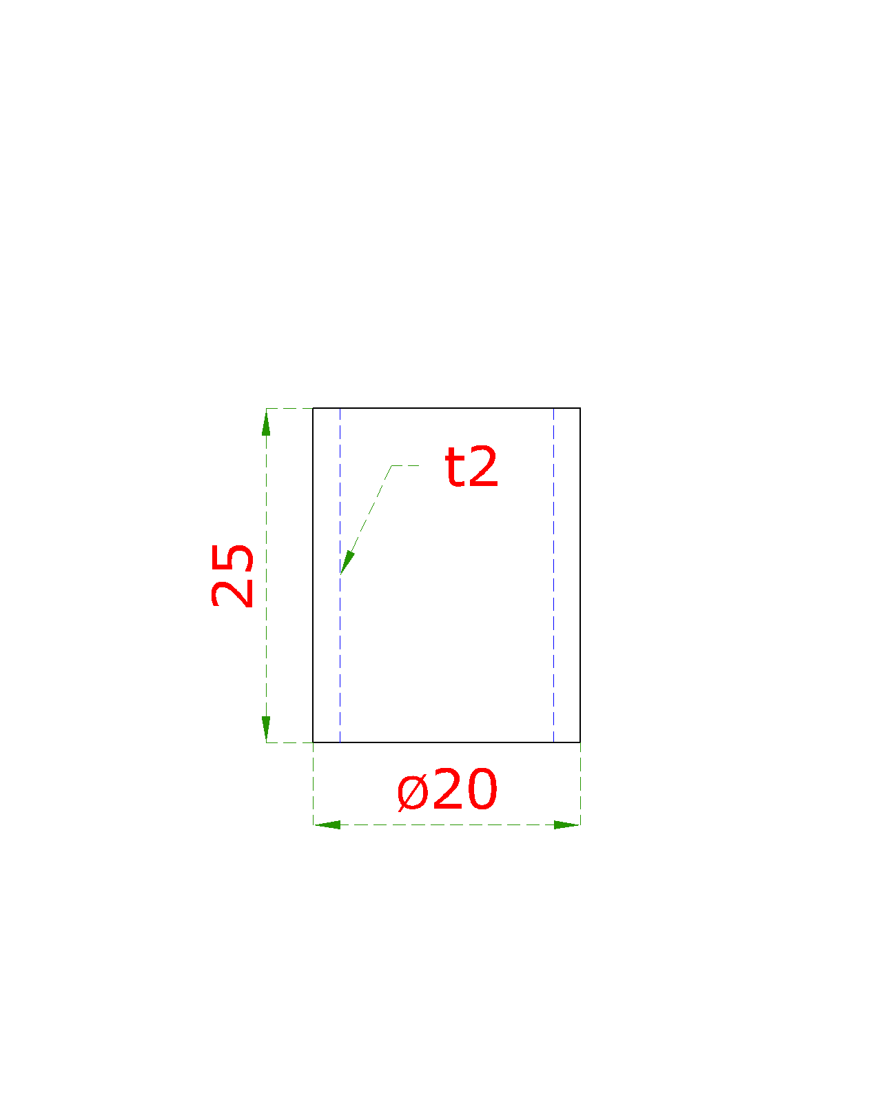 Přechod na vymezení vzdálenosti mezi sloupem (plochý) a kotevní deskou, ø 20x2,0 mm /L:25 mm, bez vnitřního šroubu, broušená nerez K320 / AISI304, bal: 1ks