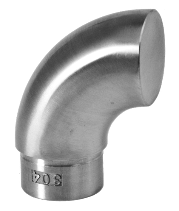 Ukončení obloukové 90 ° na trubku o 42.4mm, broušená nerez K320 / AISI304