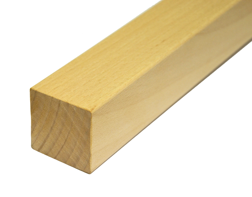 Dřevěný profil čtvercový (40x40 mm / L: 3000 mm) materiál: buk, broušený povrch bez nátěru, balení: PVC fólie
