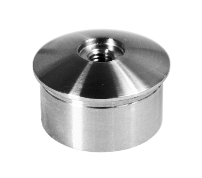 Spodek držáku madla (závit M8) na trubku o 42,4 mm, broušená nerez K320 / AISI304