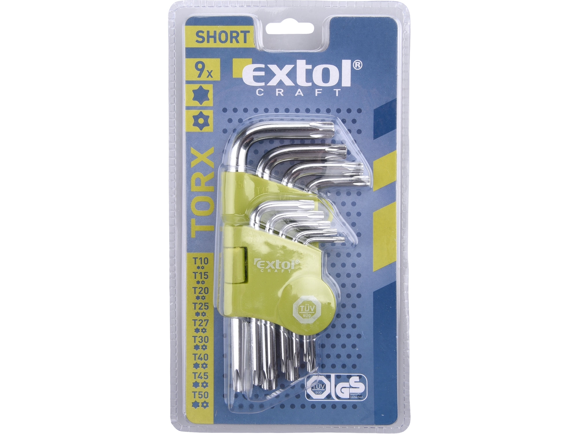 L-klíče TORX, sada 9ks, T 10-50, krátké EXTOL CRAFT