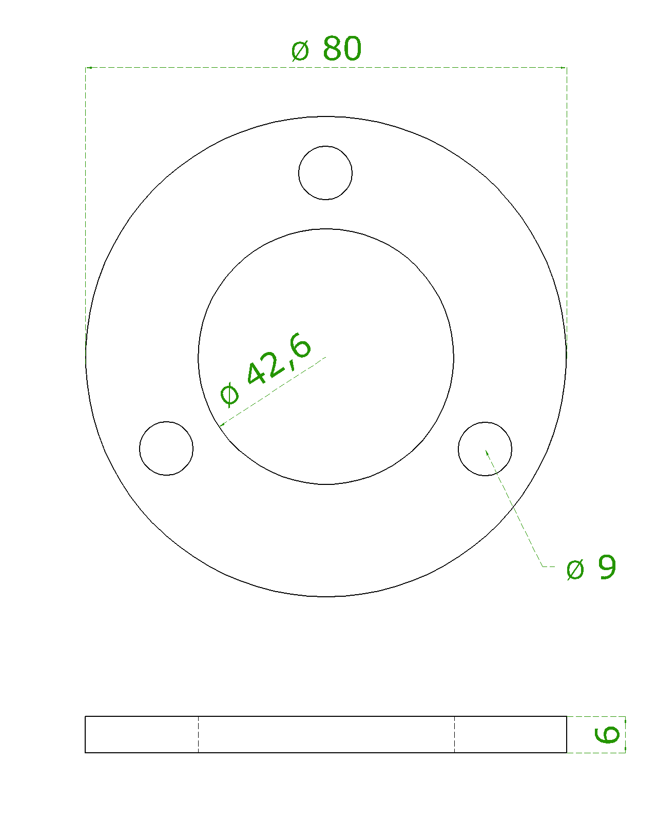Kotevní deska (o 80x6 mm) na trubku o 42,4 mm, (otvor o 42,6 mm), nerez broušená K320 / AI (1)
