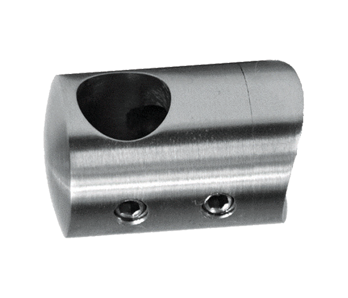 Držák tyče o 14 mm (koncový-pravý) na trubku o 42.4 mm (30x22 mm), broušená nerez K320 / A