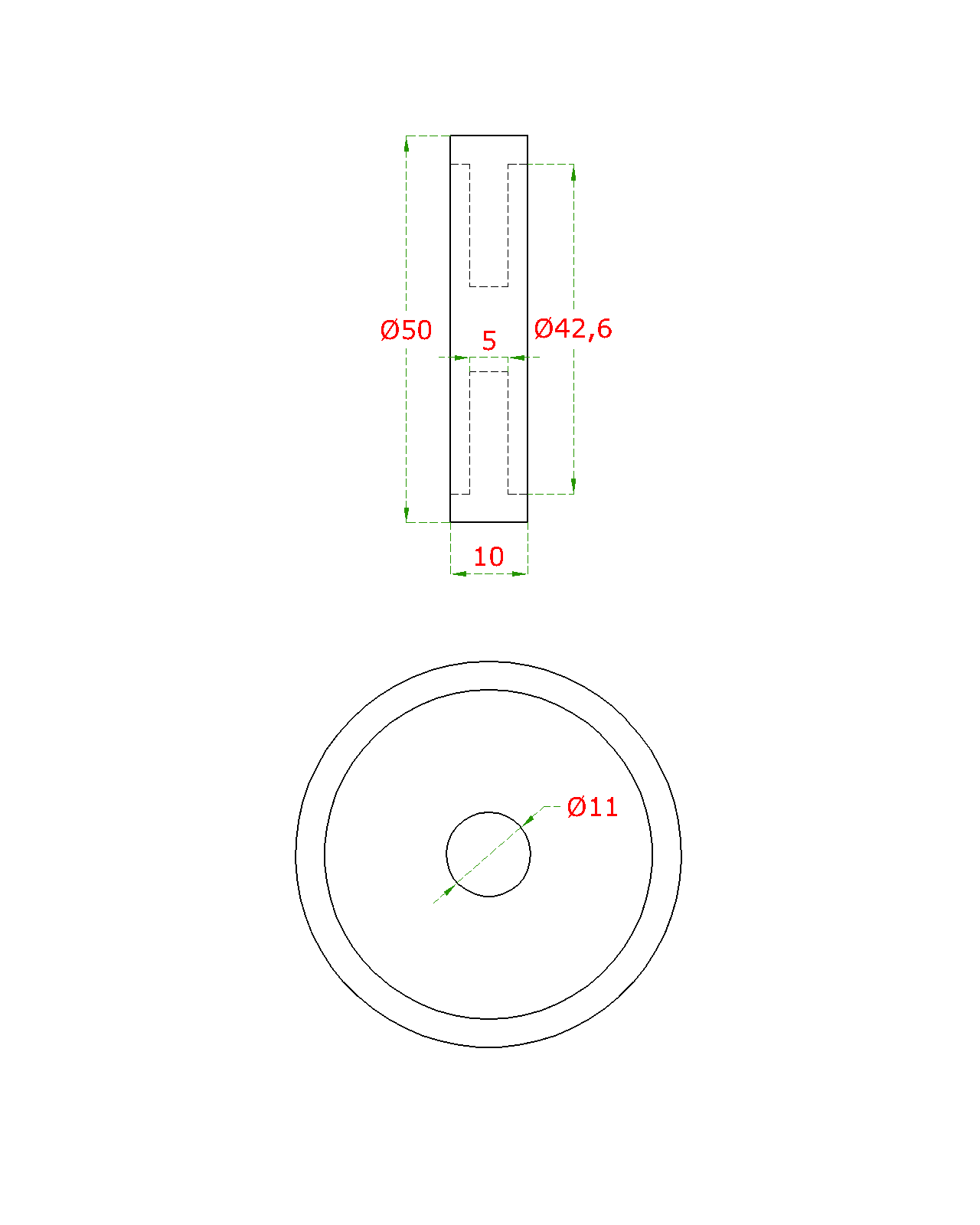 Přechod madla - prstenec, na dřevěné madlo o 42,4mm, broušená nerez K320/AISI304 (1)